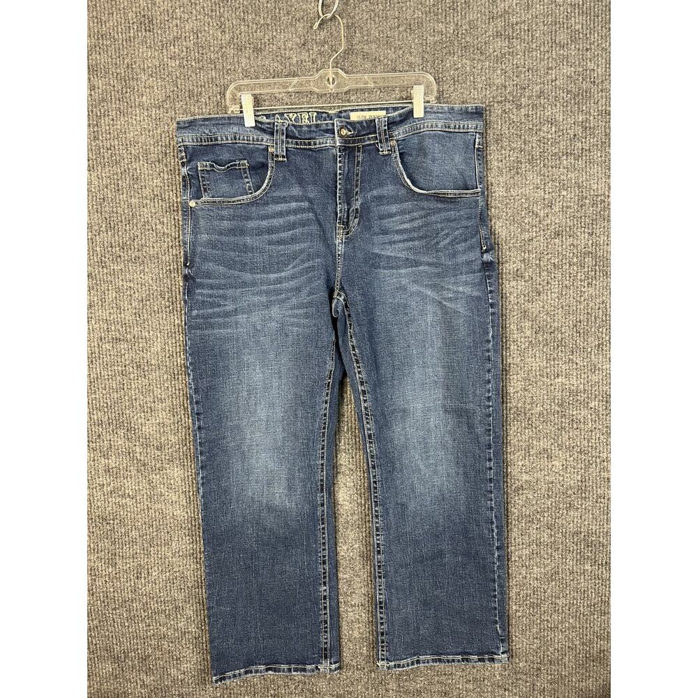 TK Axel Jeans Mens 40 Slim Boot Cut Blue Medium Wash Western Sandblasted Denim